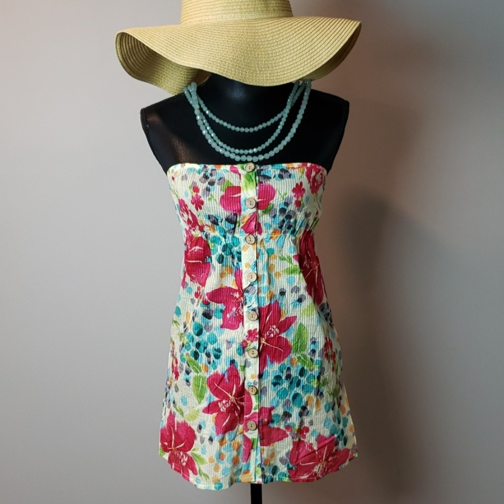 Street Flower Strapless Floral Print Blouse